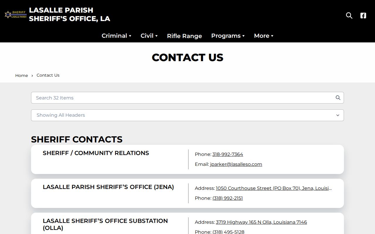 LaSalle Parish Jail release records and contact routes