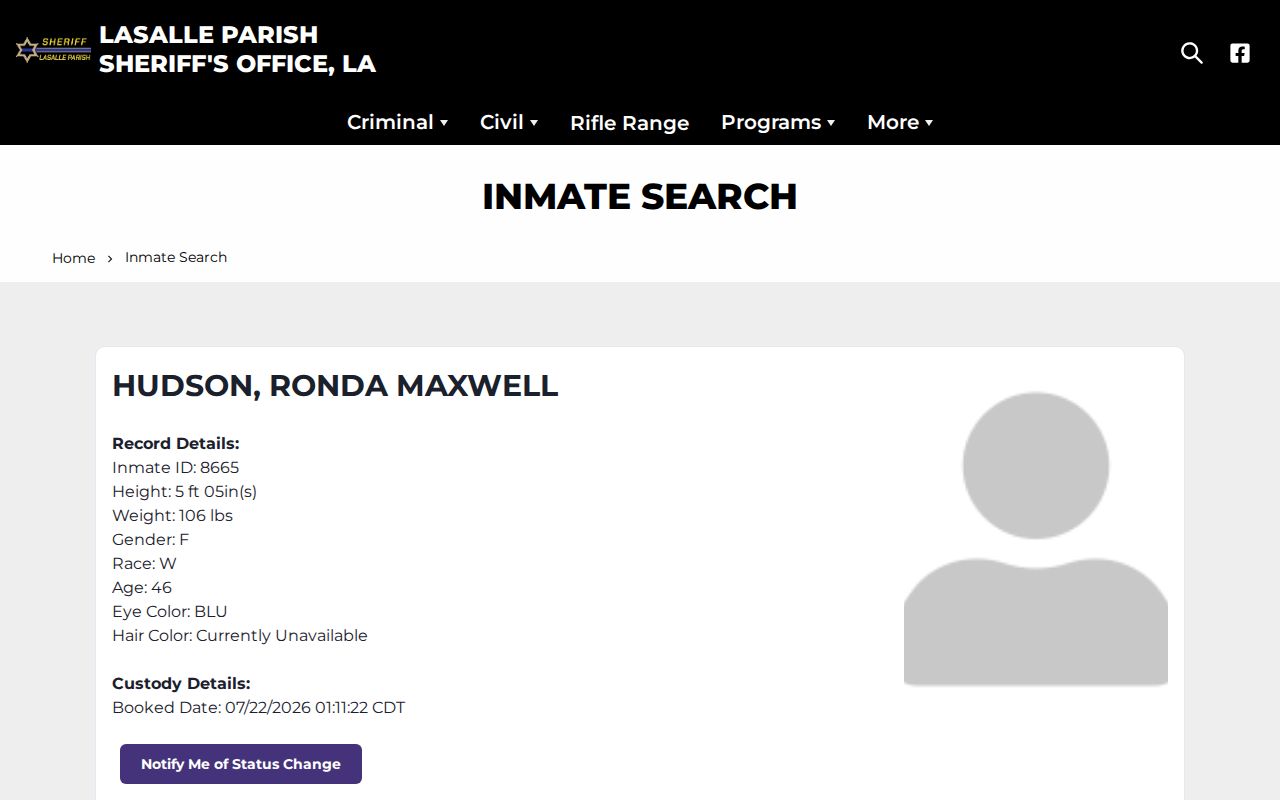 LaSalle Parish released inmate search starting at the current LPSO roster